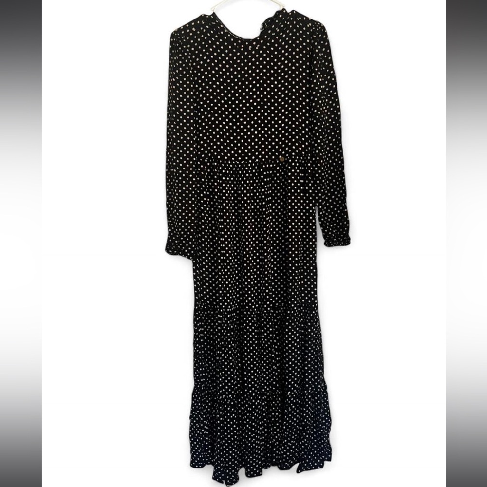 Superdry Black and White Polka Dot Long Sleeve Dress